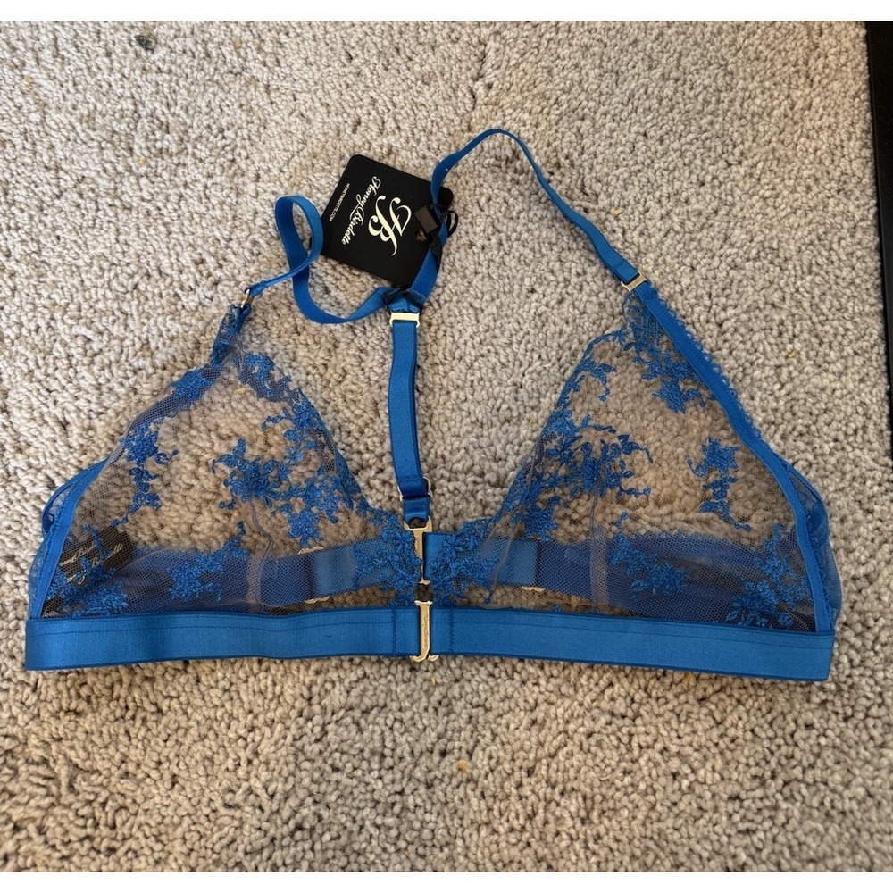 NWT Honey Birdette Laura Bralette Blue Size L